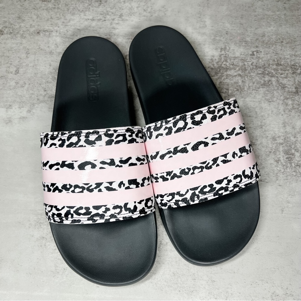 Adidas Adilette Comfort Slides gray/white/pink Size 10